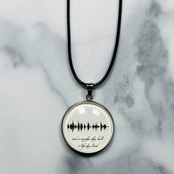 And So Together They Built A Life They Loved Soundwave Cabochon Necklace - Picture 1 of 3